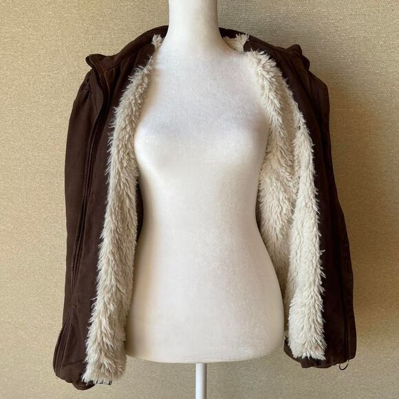 Limited Too Vintage Y2K Chocolate Brown Canvas Jacket Sherpa Girlhood 90's READ - Picture 8 of 8